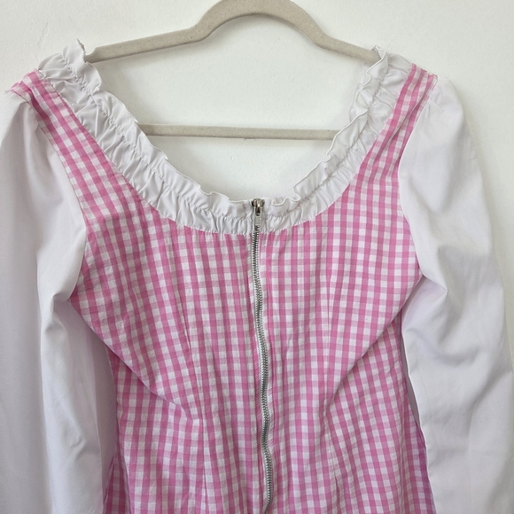 Dolls Kill Baby Pique Your Interest Mini Dress Pink Gingham Lolita Coquette S - Picture 8 of 9